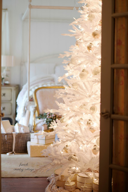 Romantic white & blush Christmas bedroom