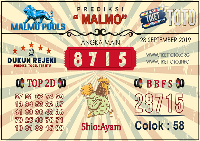 Prediksi Togel MALMO TIKETTOTO 28 SEPTEMBER 2019