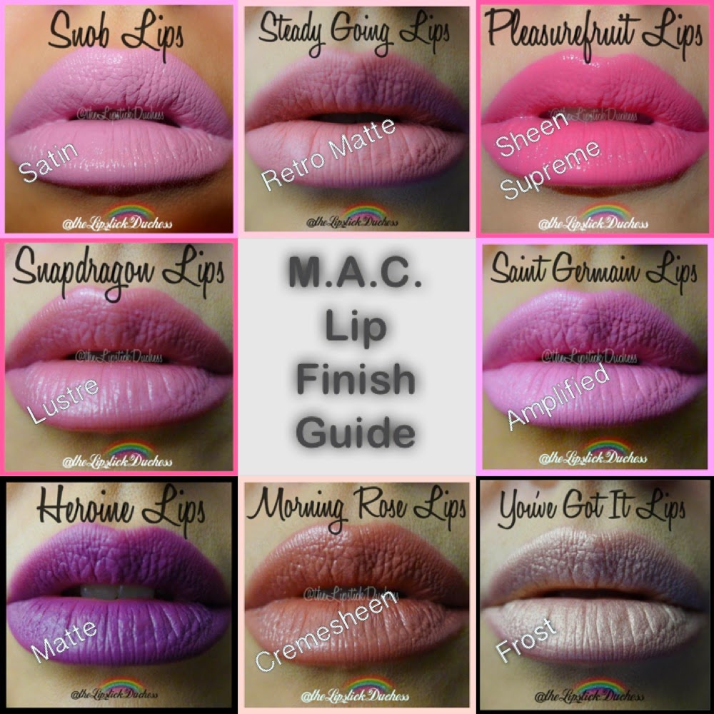 The Lipstick Duchess: M.A.C. Lip Finish Guide