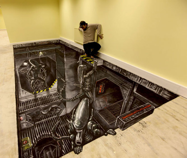 Impressive floor designs feature alien invasion related game Impressive floor designs feature alien invasion related game