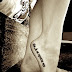 May i regret nothing quote tattoo on side foot