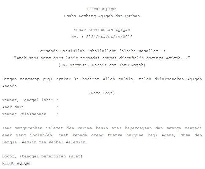 Surat Keterangan Aqiqah Quality Employers