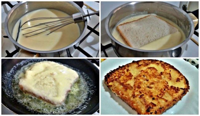 Preparación de la tostada francesa de crema