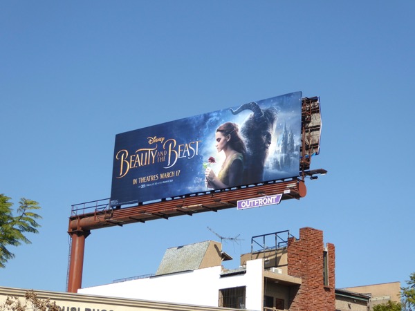 Disney Beauty and the Beast film billboard Santa Monica Boulevard Disney Beauty and the Beast film billboard
