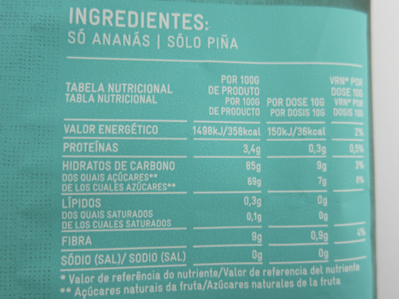 Lista de ingredientes e informação nutricional (clique para aumentar)