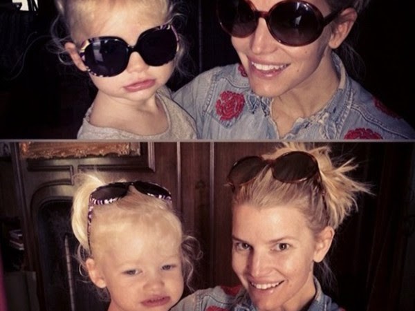 Oversized Sunglasses for Fashion Mother Jessica Simpson and Daughter Maxwell