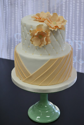 Sweet Cakes by Rebecca - vintage style peach and white wedding cake
