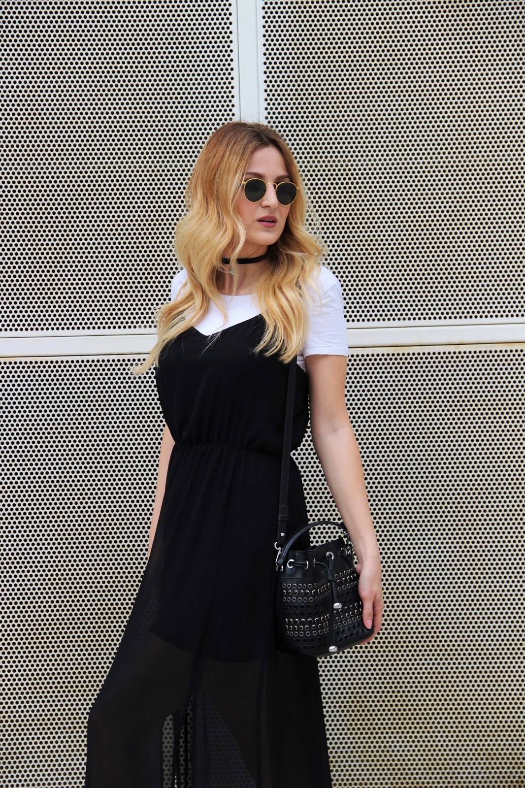 spaghetti strap dress over t shirt