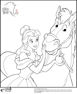 disney belle and horse coloring pages