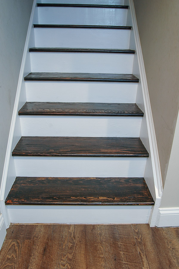 stairs carpet staircase hardwood wood redoing refinish transform easily steps stain stair staining paint redo remove refinished littlehouseoffour attic way