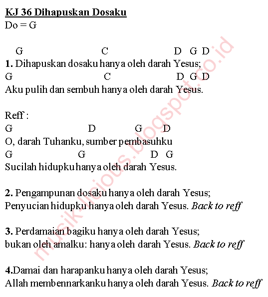 MUSIKLICIOUS: KJ 36 Dihapuskan Dosaku Lirik dan Kunci Gitar
