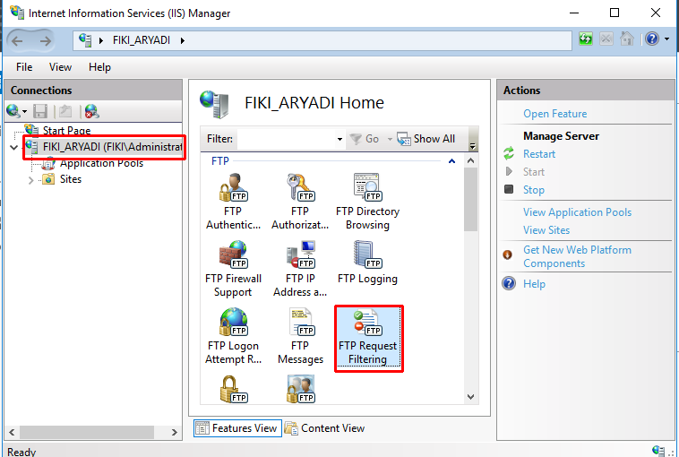 Filter files. Features view iis. filtering information.