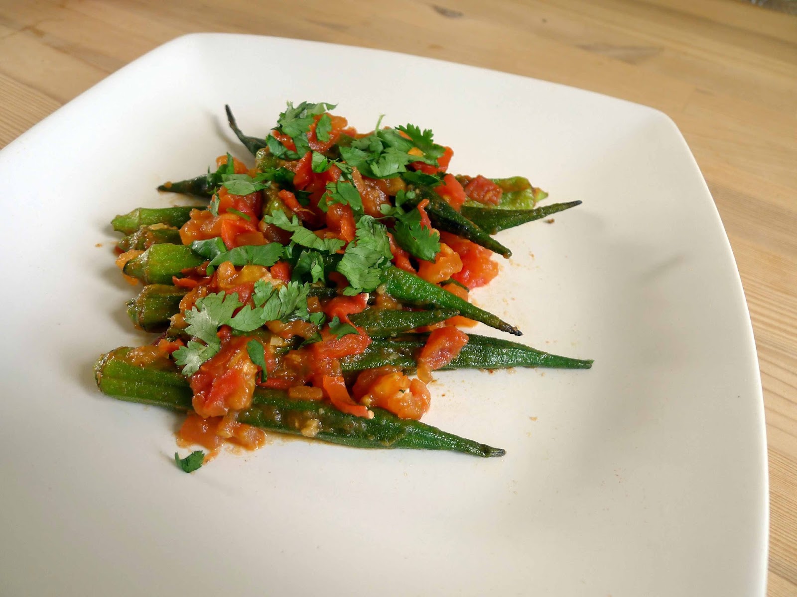 Happy Belly Baked Okra with Tomatoes & Ginger
