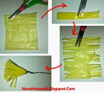 cara langkah membuat bunga dari kantong plastik bekas