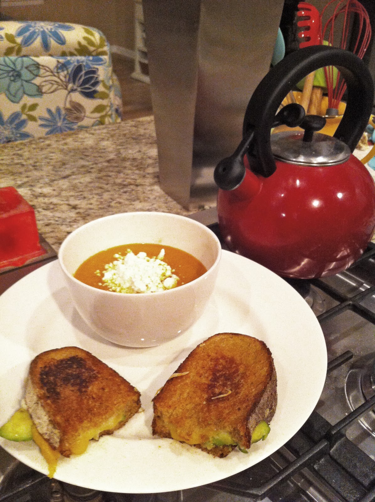 Kimberly Landers Pumpkin Tomato Soup & Avocado Grilled Cheese