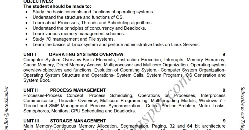 Cs6401 operating systems syllabus semester iv it btech anna university 