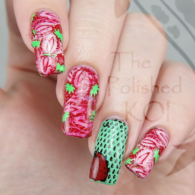 Tropical strawberry nail art