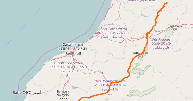Route Nationale Numéro 8 (RN8 ou N8) Maroc Maps