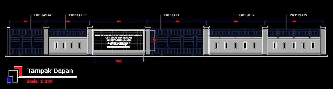 Contoh Desain Pagar Rumah Autocad Unik - Desain Interior Exterior
