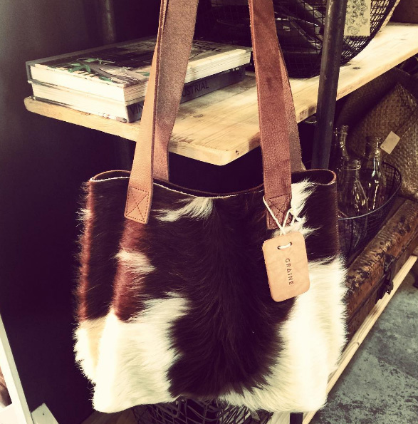 Graine Little Lygon bag in tan & natural cow hide