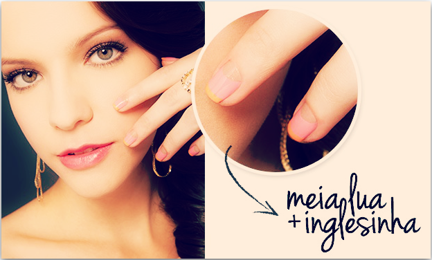 Passo a passo: unhas inglesinha e meia-lua Eu trouxe mais um Nail art super fácil e que rapinho vocês fazem.