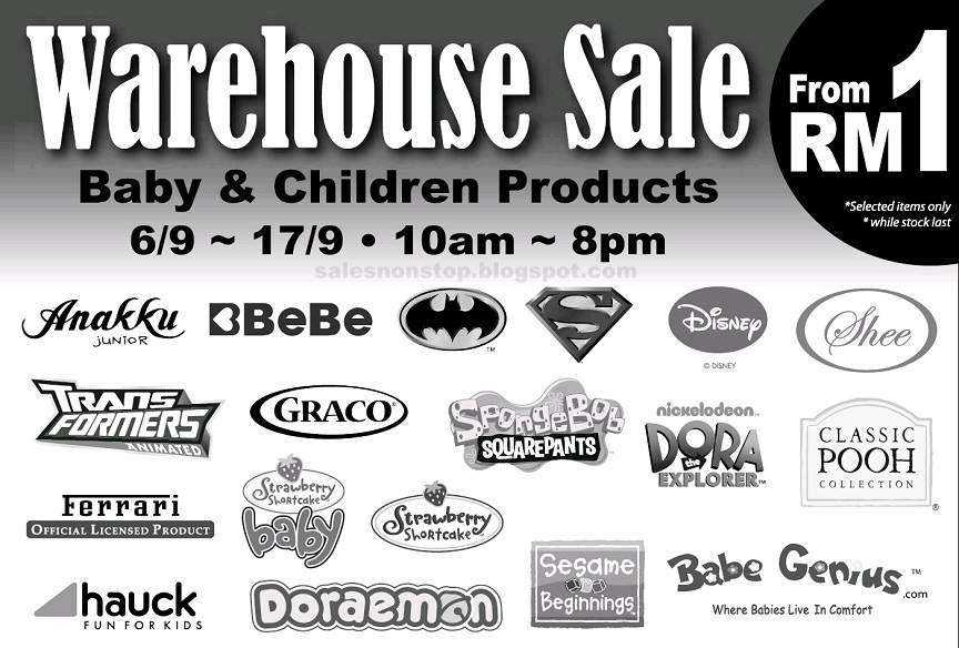 Baby & Children Products Warehouse Sale from RM1 Sales nonstop