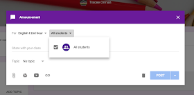 Selecting students for posting in Google Classroom™  www.traceeorman.com