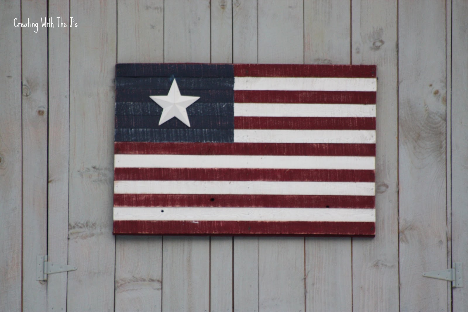 Creating With The J's Pallet wood upcycled into an American Flag