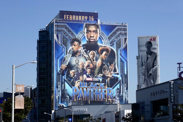 Giant Black Panther movie billboard Sunset Strip Giant Black Panther movie billboard Sunset Strip