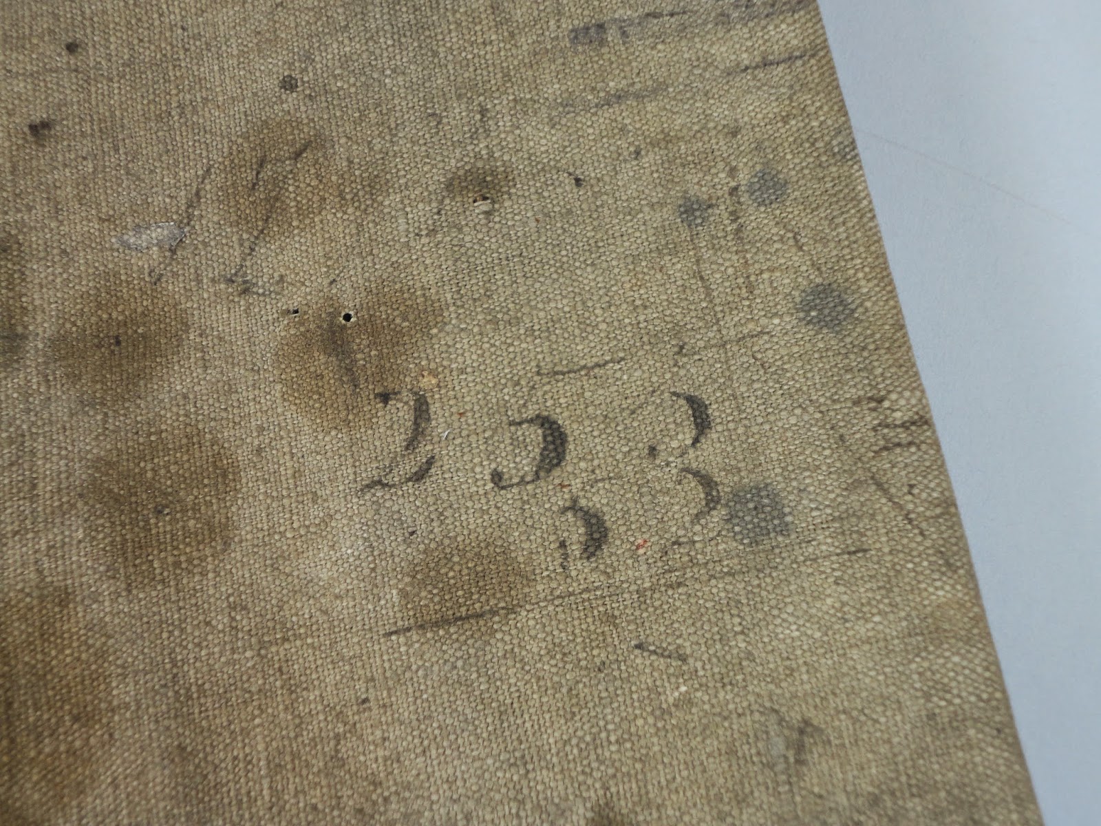 A close-up of the book over showing a series of ink marks.