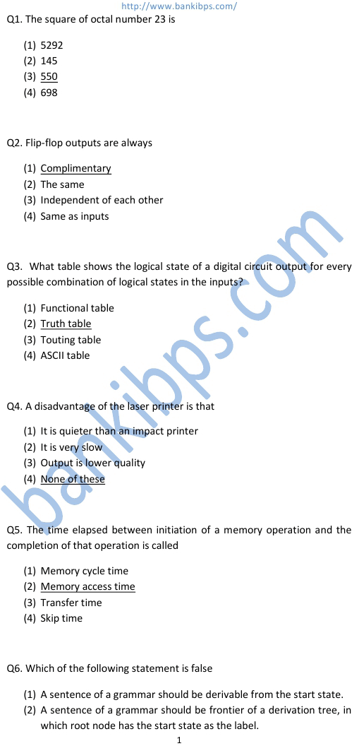 Technical Aptitude Test Papers