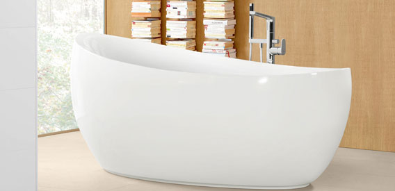 bañera exenta de diseño minimalista