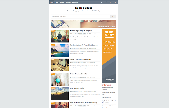 Nubie Banget Responsive Blogger Template