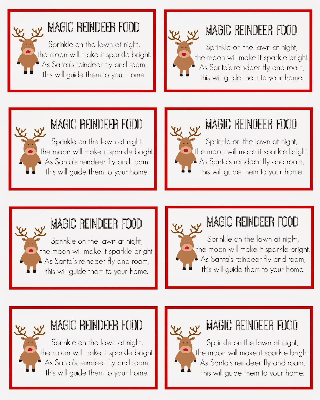 Free Printable Reindeer Food Label