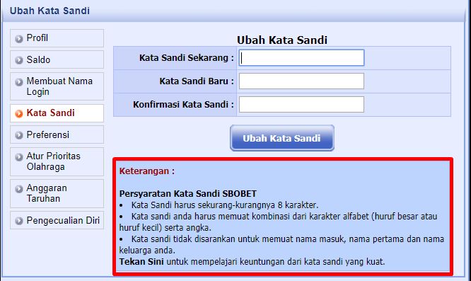 Proses Mengganti User Login Dan Password Sbobet - Panduan Bermain