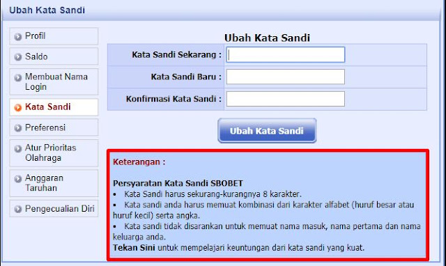 Proses Mengganti User Login Dan Password Sbobet - Panduan Bermain