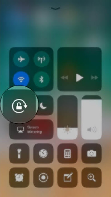 دوران الشاشة Screen Orientation في مركز التحكم Control Center في iOS 11