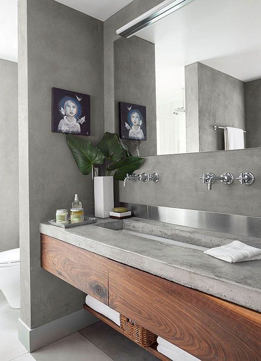 25 Inexpensive DIY Concrete Countertop & Sink For Bathroom And Kitchens