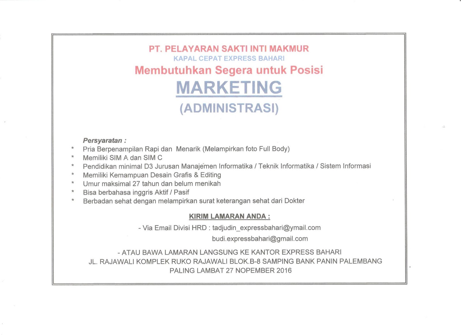 Semua pengumuman tentang rekrutmen pekerjaan di BNI diumumkan melalui website    To be a bank that excels, prominent and advanced, 