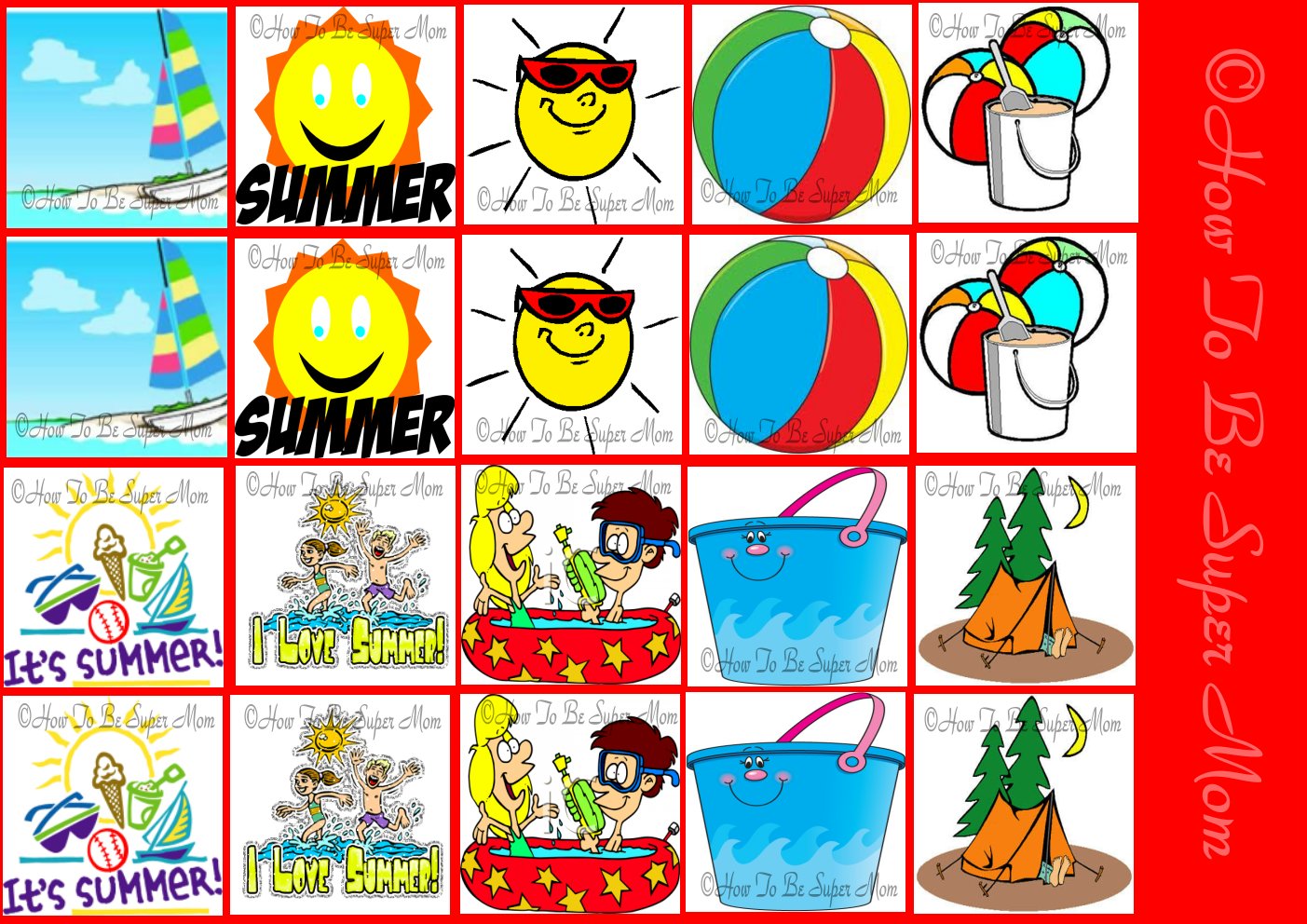Family Crafts and Recipes: Free Summer Memory Game