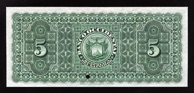 Salvador $ 5 Pesos banknote Banco Occidental