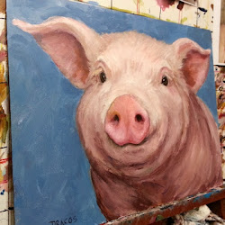 pig painting paintings animals dog acrylic painted dracos dottie ceramic wood sculptures sweet recently finished