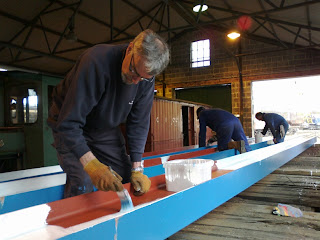 Painting girders for Houghwell Burn bridge