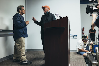 Barry Levinson and Al Pacino on the set of Paterno