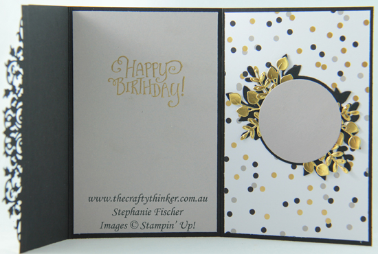 #thecraftythinker , #cardmaking , #youthfulcard , #delicatelaceedgelit , Broadway Bound, Delicate Lace Edgelit, Masculine card, Black and White card, Stampin' Up Australia Demonstrator, Stephanie Fischer, Sydney NSW