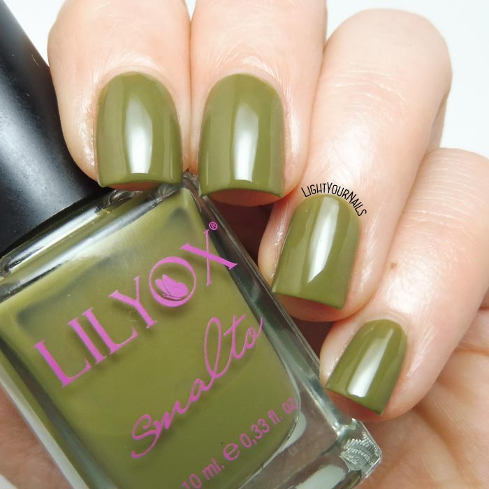 Smalto verde oliva Lilyox 54 olive green nail polish #nails #unghie #lilyox #lightyournails