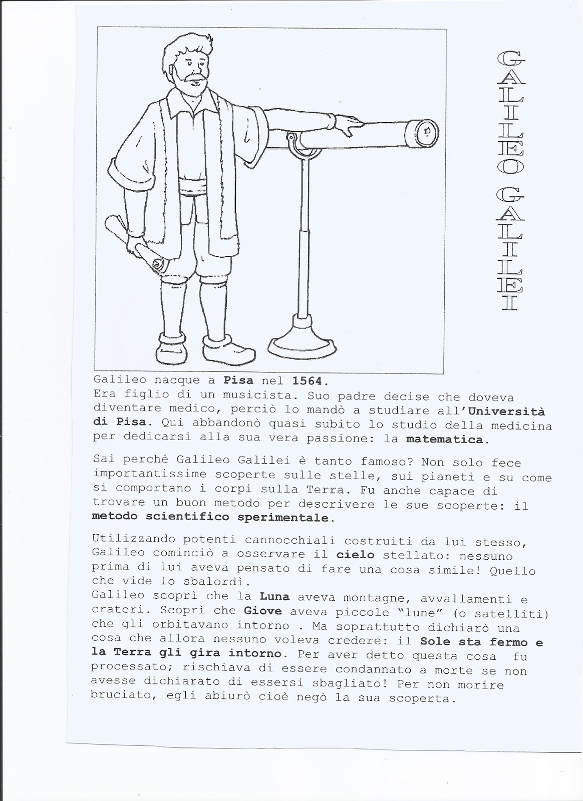Scheda Galileo Galilei Scheda Galileo Galilei