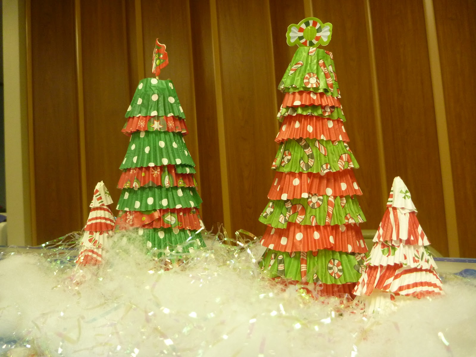 Outside the box! Cupcake liner Christmas trees