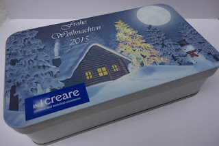 Blechdose dosenwelten für Weihnachten Weihnachtdose bedruckt mit Haus und Wald