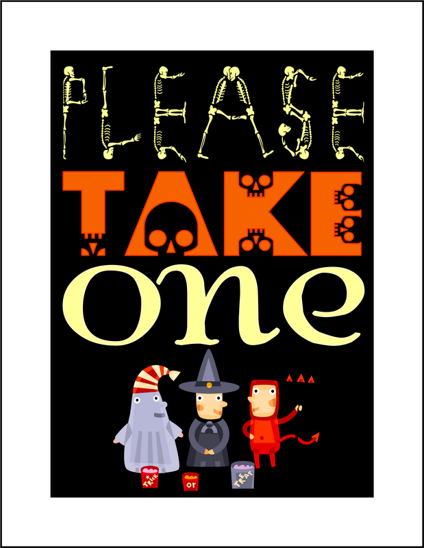 Embellish: {free printable} Please Take One Halloween Candy Sign